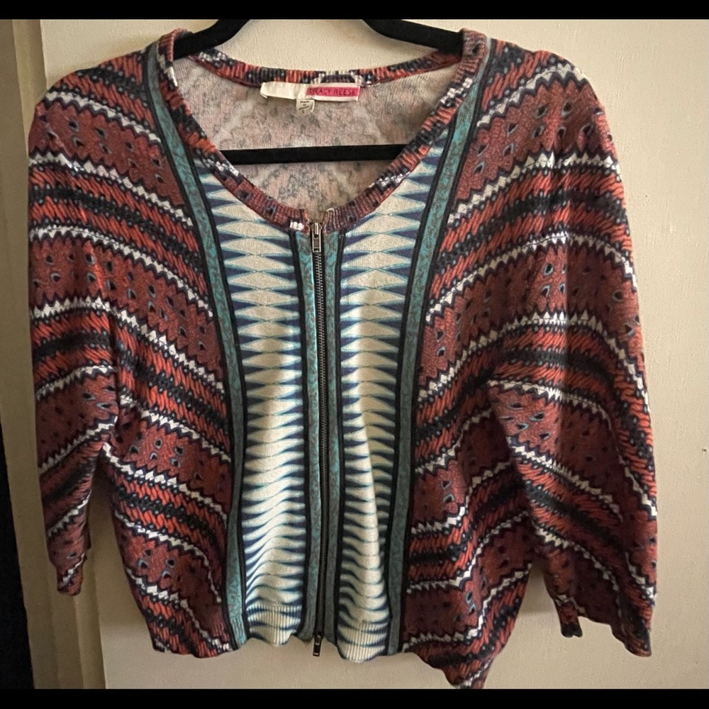 Tracy Reese Double Zip Cotton Cardigan